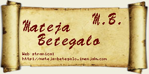 Mateja Betegalo vizit kartica